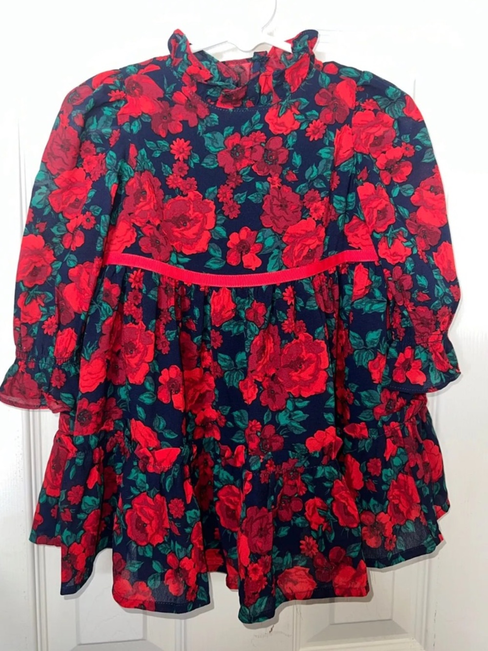 Janie and Jack Girls The Holiday Frills Dress Dark Marine Rose Toddler 12-18M